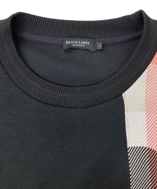BLACK LABEL CRESTBRIDGE（ブラックレーベル クレストブリッジ）BLACK LABEL CRESTBRIDGE (ブラックレーベル クレストブリッジ) チェックニットドッキングスウェットシャツ ブラック サイズ:Lの古着・服飾アイテム