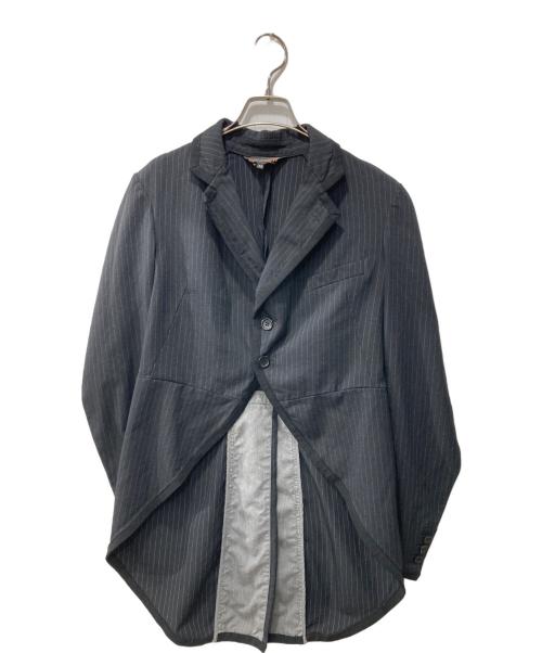 BLACK COMME des GARCONS（ブラックコムデギャルソン）BLACK COMME des GARCONS (ブラックコムデギャルソン) ストライプ変形テーラードジャケット ブラック サイズ:Mの古着・服飾アイテム