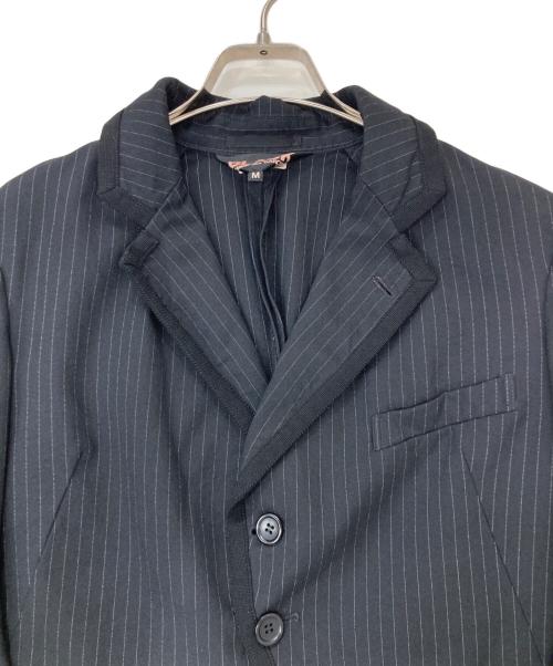 BLACK COMME des GARCONS（ブラックコムデギャルソン）BLACK COMME des GARCONS (ブラックコムデギャルソン) ストライプ変形テーラードジャケット ブラック サイズ:Mの古着・服飾アイテム
