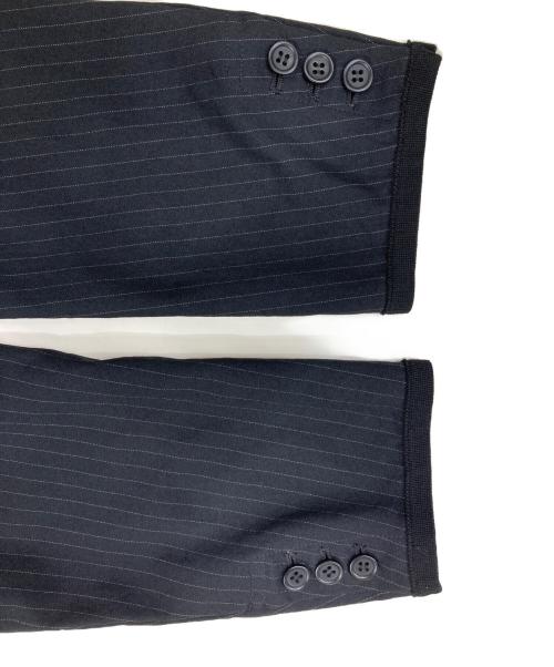 BLACK COMME des GARCONS（ブラックコムデギャルソン）BLACK COMME des GARCONS (ブラックコムデギャルソン) ストライプ変形テーラードジャケット ブラック サイズ:Mの古着・服飾アイテム