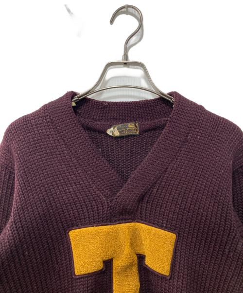 C&S SPORTING GOODS（シー・アンド・エス・スポーティング・グッズ）C&S SPORTING GOODS (シー・アンド・エス・スポーティング・グッズ) レタードニット/40-50s ボルドー サイズ:表記なしの古着・服飾アイテム