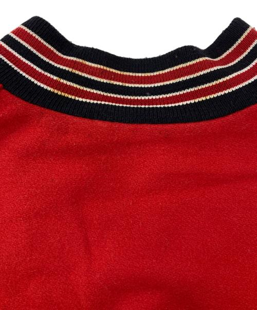 DeLong（-）DeLong (-) 90s/レザー切替スタジャン/アワードジャケット レッド サイズ:XLの古着・服飾アイテム