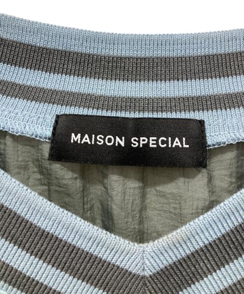 MAISON SPECIAL（メゾンスペシャル）MAISON SPECIAL (メゾンスペシャル) Piping Sideline Tops /パイピング サイドライン トップス ブルー サイズ:FREEの古着・服飾アイテム
