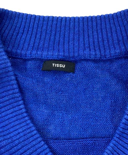 universal tissu（ユニバーサルティシュ）UNIVERSAL TISSU (ユニバーサルティシュ) 半袖リネンニット ブルー サイズ:1の古着・服飾アイテム