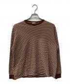 STEVEN ALANスティーブンアラン）の古着「LIGHT HI-DENS BORDER CREW NECK LONG SLEEVE-BOLD/カットソー」｜ブラウン