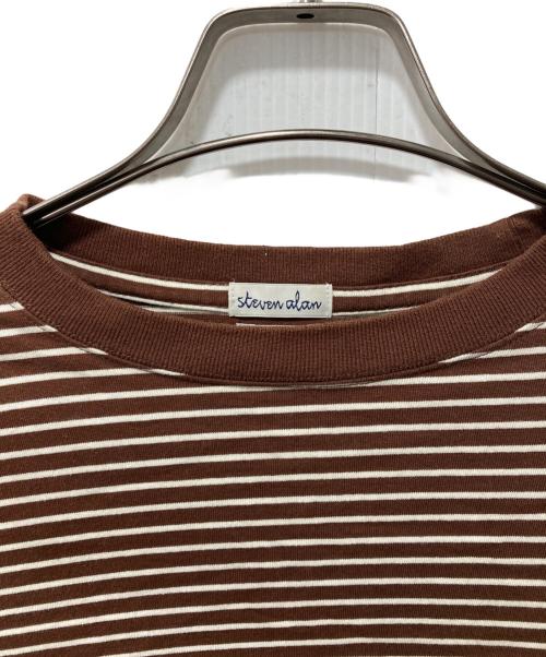 STEVEN ALAN（スティーブンアラン）STEVEN ALAN (スティーブンアラン) LIGHT HI-DENS BORDER CREW NECK LONG SLEEVE-BOLD/カットソー ブラウン サイズ:Sの古着・服飾アイテム