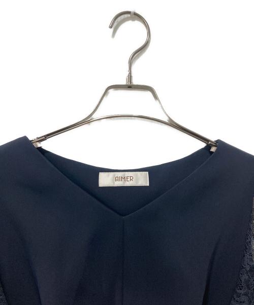 AIMER（エメ）AIMER (エメ) イレギュラーヘム・ミモレ丈ドレス ネイビー サイズ:Lの古着・服飾アイテム