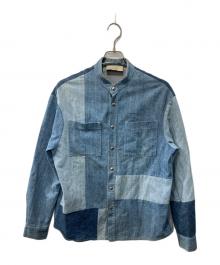 MAISON FLANEUR（メゾン フラネウール）の古着「パッチワークデニムシャツ」｜インディゴ