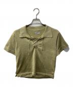 WANDERUNGワンデルング）の古着「ラメニットポロシャツ/Cotton Cashmere Safari Knit」｜イエロー