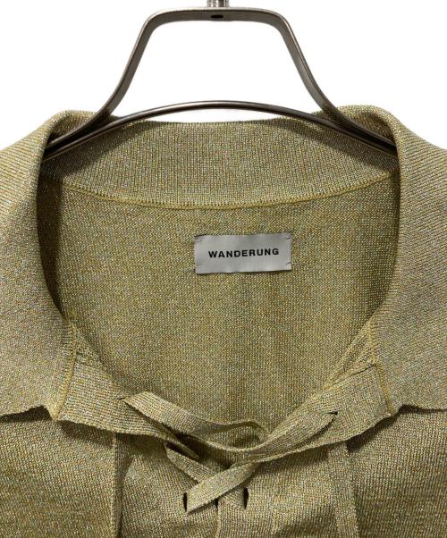 WANDERUNG（ワンデルング）WANDERUNG (ワンデルング) ラメニットポロシャツ/Cotton Cashmere Safari Knit イエロー サイズ:F 未使用品の古着・服飾アイテム