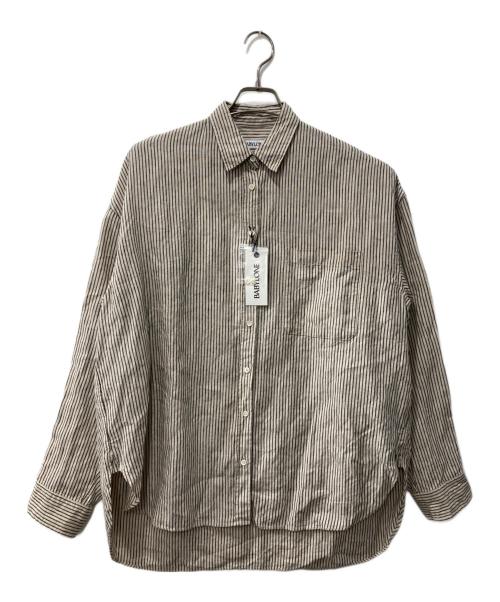 BABYLONE（バビロン）BABYLONE (バビロン) リネンストライプシャツ ブラウン サイズ:F 未使用品の古着・服飾アイテム