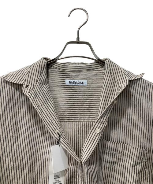 BABYLONE（バビロン）BABYLONE (バビロン) リネンストライプシャツ ブラウン サイズ:F 未使用品の古着・服飾アイテム