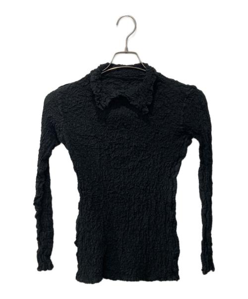 me ISSEY MIYAKE（ミーイッセイ ミヤケ）me ISSEY MIYAKE (ミーイッセイ ミヤケ) ロングスリーブカットソー/シワ加工トップス ブラック サイズ:印字消えの為不明の古着・服飾アイテム