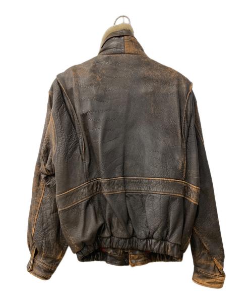 USED（ユーズド）USED (ユーズド) ライナー付きレザーフライトジャケット ブラウン サイズ:42の古着・服飾アイテム