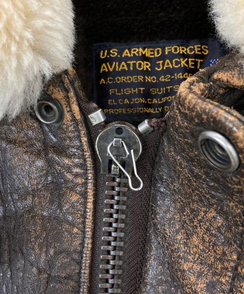 USED（ユーズド）USED (ユーズド) ライナー付きレザーフライトジャケット ブラウン サイズ:42の古着・服飾アイテム
