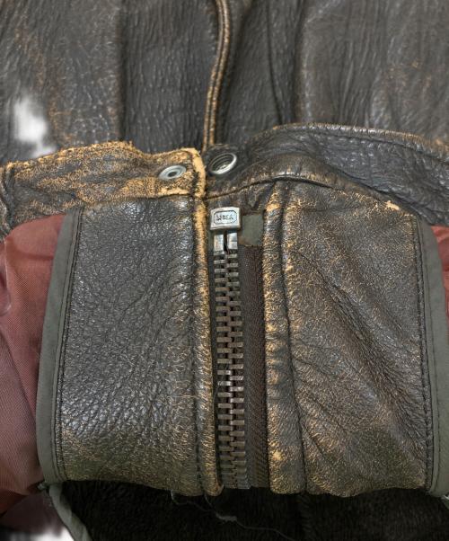 USED（ユーズド）USED (ユーズド) ライナー付きレザーフライトジャケット ブラウン サイズ:42の古着・服飾アイテム