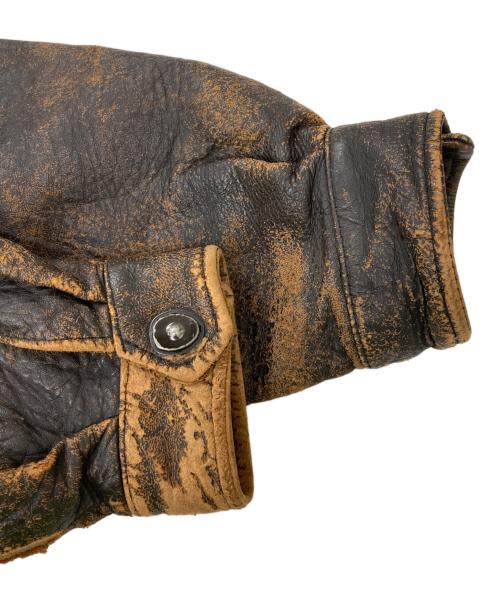 USED（ユーズド）USED (ユーズド) ライナー付きレザーフライトジャケット ブラウン サイズ:42の古着・服飾アイテム