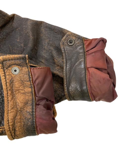 USED（ユーズド）USED (ユーズド) ライナー付きレザーフライトジャケット ブラウン サイズ:42の古着・服飾アイテム