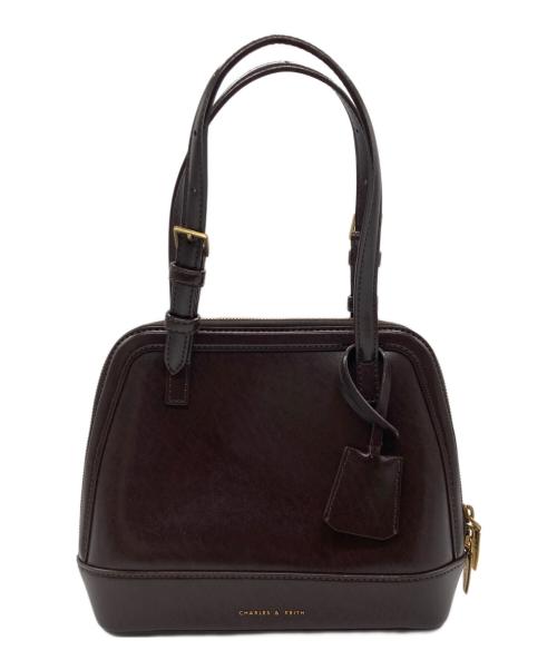 CHARLES & KEITH（チャールズアンドキース）CHARLES & KEITH (チャールズアンドキース) エノラ テクスチャードダブルハンドルストラクチャードバッグ ブラウンの古着・服飾アイテム