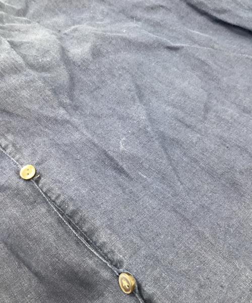 nest Robe（ネストローブ）nest Robe (ネストローブ) ステッチ刺繍ピンタックギャザー スタンドカラーリネンロングシャツワンピース ネイビー サイズ:表記なしの古着・服飾アイテム