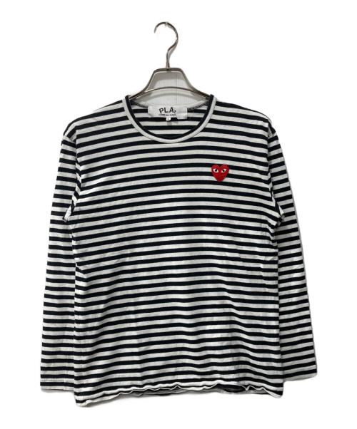 PLAY COMME des GARCONS（プレイコムデギャルソン）PLAY COMME des GARCONS (プレイコムデギャルソン) ボーダーカットソー ブラック×ホワイト サイズ:Ｌの古着・服飾アイテム