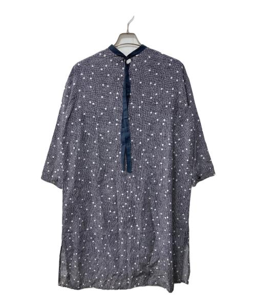 YUNI（ユニ）yuni (ユニ) ドットプリント シャツワンピース ネイビー サイズ:Fの古着・服飾アイテム