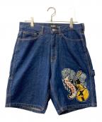 X-LARGEエクストララージ）の古着「デニムハーフパンツ/ALIENS DENIM SHORTS」｜インディゴ