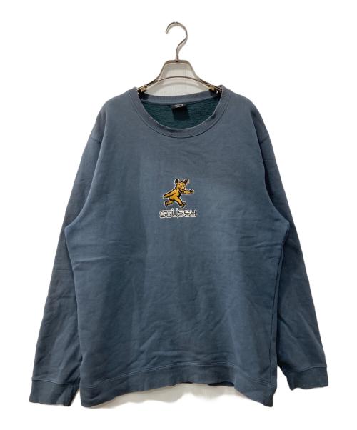 stussy（ステューシー）stussy (ステューシー) 90s-00s/ベアプリントスウェット ネイビー サイズ:XLの古着・服飾アイテム