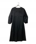 willfullyウィルフリー）の古着「hollow out embroidery volume sleeve OP/長袖ワンピース」｜ブラック