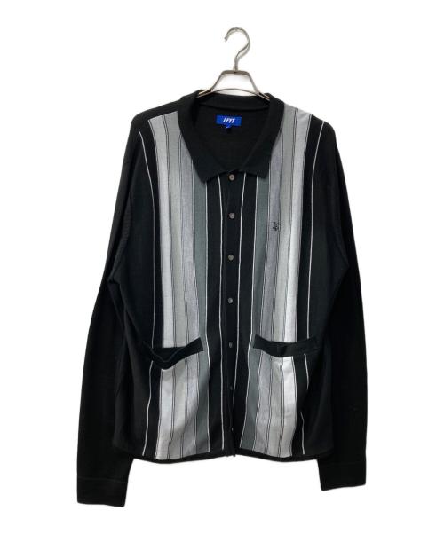 LFYT（エルエフワイティー）LFYT (エルエフワイティー) STRIPED KNIT CARDIGAN ブラック サイズ:XLの古着・服飾アイテム
