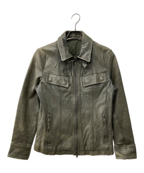 harriss（ハリス）harriss (ハリス) レザージャケット グリーン サイズ:40の古着・服飾アイテム
