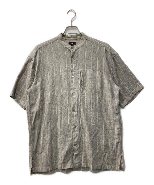 ISSEY MIYAKE（イッセイミヤケ）ISSEY MIYAKE (イッセイミヤケ) 90s/ストライプバンドカラーシャツ グレー サイズ:Lの古着・服飾アイテム