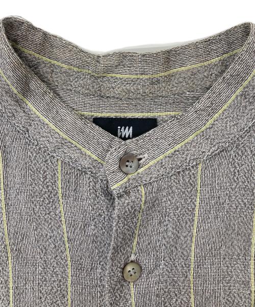 ISSEY MIYAKE（イッセイミヤケ）ISSEY MIYAKE (イッセイミヤケ) 90s/ストライプバンドカラーシャツ グレー サイズ:Lの古着・服飾アイテム