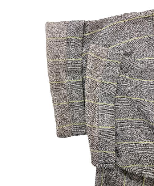 ISSEY MIYAKE（イッセイミヤケ）ISSEY MIYAKE (イッセイミヤケ) 90s/ストライプバンドカラーシャツ グレー サイズ:Lの古着・服飾アイテム