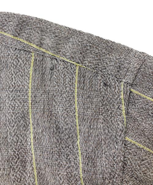 ISSEY MIYAKE（イッセイミヤケ）ISSEY MIYAKE (イッセイミヤケ) 90s/ストライプバンドカラーシャツ グレー サイズ:Lの古着・服飾アイテム