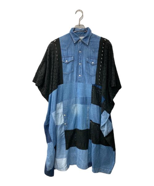 LOWRUNDER（ローランダー）LOWRUNDER (ローランダー) リメイクパッチワークデニムワンピース インディゴ サイズ:FREEの古着・服飾アイテム
