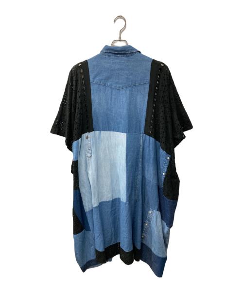 LOWRUNDER（ローランダー）LOWRUNDER (ローランダー) リメイクパッチワークデニムワンピース インディゴ サイズ:FREEの古着・服飾アイテム