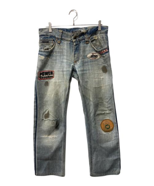DOLCE & GABBANA（ドルチェ＆ガッバーナ）DOLCE & GABBANA (ドルチェ＆ガッバーナ) ワッペンデニムパンツ インディゴ サイズ:48の古着・服飾アイテム