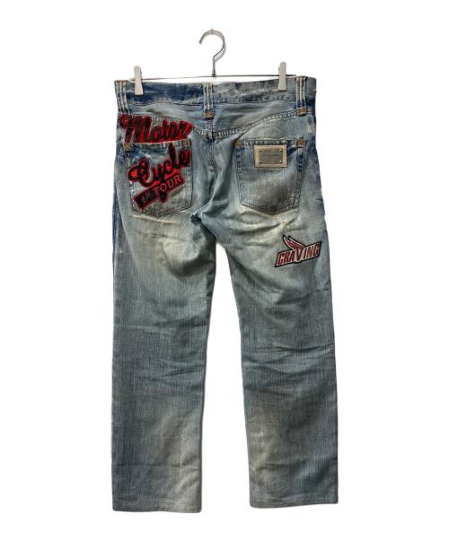 DOLCE & GABBANA（ドルチェ＆ガッバーナ）DOLCE & GABBANA (ドルチェ＆ガッバーナ) ワッペンデニムパンツ インディゴ サイズ:48の古着・服飾アイテム