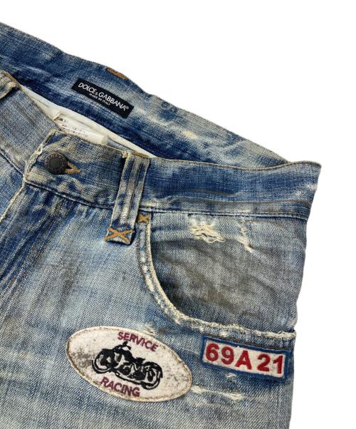 DOLCE & GABBANA（ドルチェ＆ガッバーナ）DOLCE & GABBANA (ドルチェ＆ガッバーナ) ワッペンデニムパンツ インディゴ サイズ:48の古着・服飾アイテム