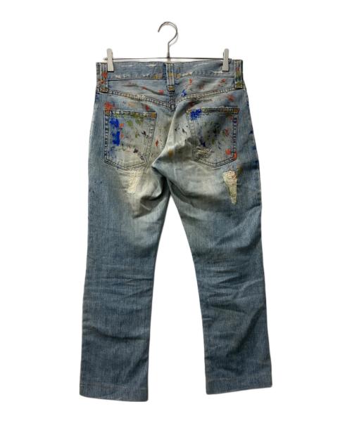 DOLCE & GABBANA（ドルチェ＆ガッバーナ）DOLCE & GABBANA (ドルチェ＆ガッバーナ) ペイント加工ダメージデニムパンツ インディゴ サイズ:44の古着・服飾アイテム