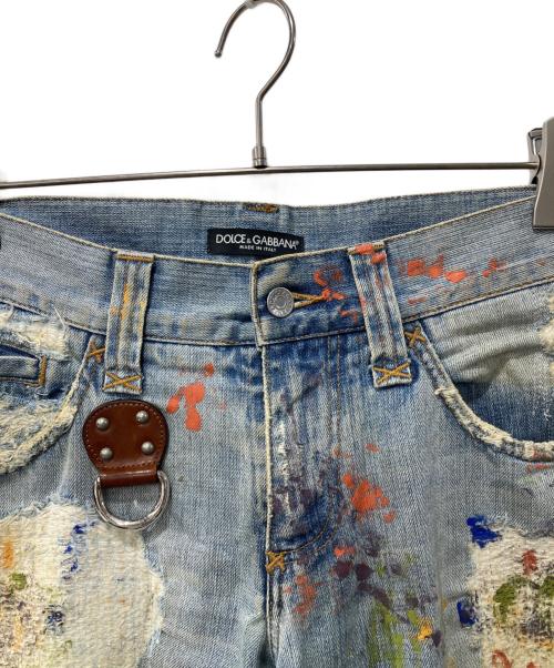 DOLCE & GABBANA（ドルチェ＆ガッバーナ）DOLCE & GABBANA (ドルチェ＆ガッバーナ) ペイント加工ダメージデニムパンツ インディゴ サイズ:44の古着・服飾アイテム