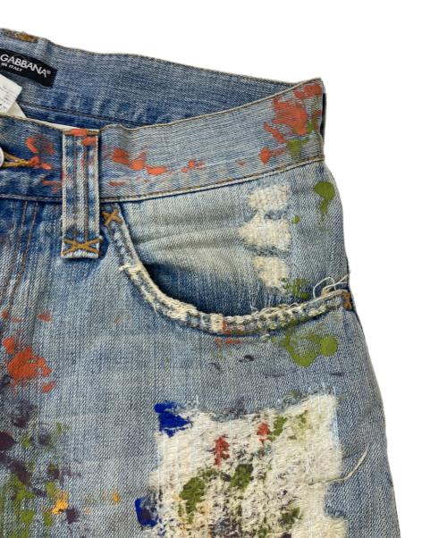 DOLCE & GABBANA（ドルチェ＆ガッバーナ）DOLCE & GABBANA (ドルチェ＆ガッバーナ) ペイント加工ダメージデニムパンツ インディゴ サイズ:44の古着・服飾アイテム
