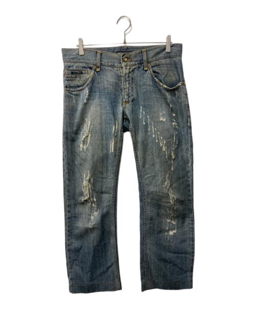 DOLCE & GABBANA（ドルチェ＆ガッバーナ）DOLCE & GABBANA (ドルチェ＆ガッバーナ) ダメージ加工デニムパンツ インディゴ サイズ:48の古着・服飾アイテム