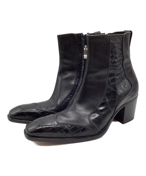 Around The Shoes（アラウンドザシューズ）Around The Shoes (アラウンドザシューズ) クロコ型押しブーツ ブラック サイズ:SIZE41の古着・服飾アイテム