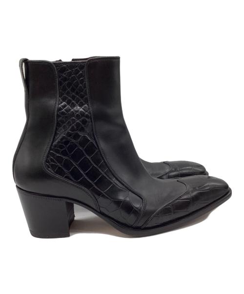 Around The Shoes（アラウンドザシューズ）Around The Shoes (アラウンドザシューズ) クロコ型押しブーツ ブラック サイズ:SIZE41の古着・服飾アイテム