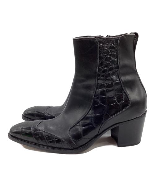 Around The Shoes（アラウンドザシューズ）Around The Shoes (アラウンドザシューズ) クロコ型押しブーツ ブラック サイズ:SIZE41の古着・服飾アイテム