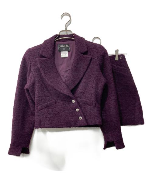 CHANEL（シャネル）CHANEL (シャネル) ツイードセットアップ パープル サイズ:40の古着・服飾アイテム