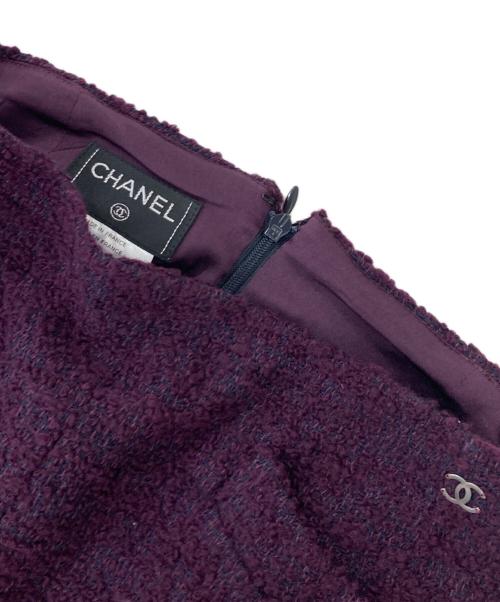 CHANEL（シャネル）CHANEL (シャネル) ツイードセットアップ パープル サイズ:40の古着・服飾アイテム