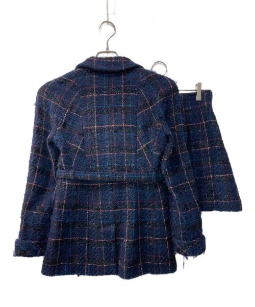 CHANEL（シャネル）CHANEL (シャネル) ツイードベルテッドセットアップ ネイビー サイズ:38の古着・服飾アイテム